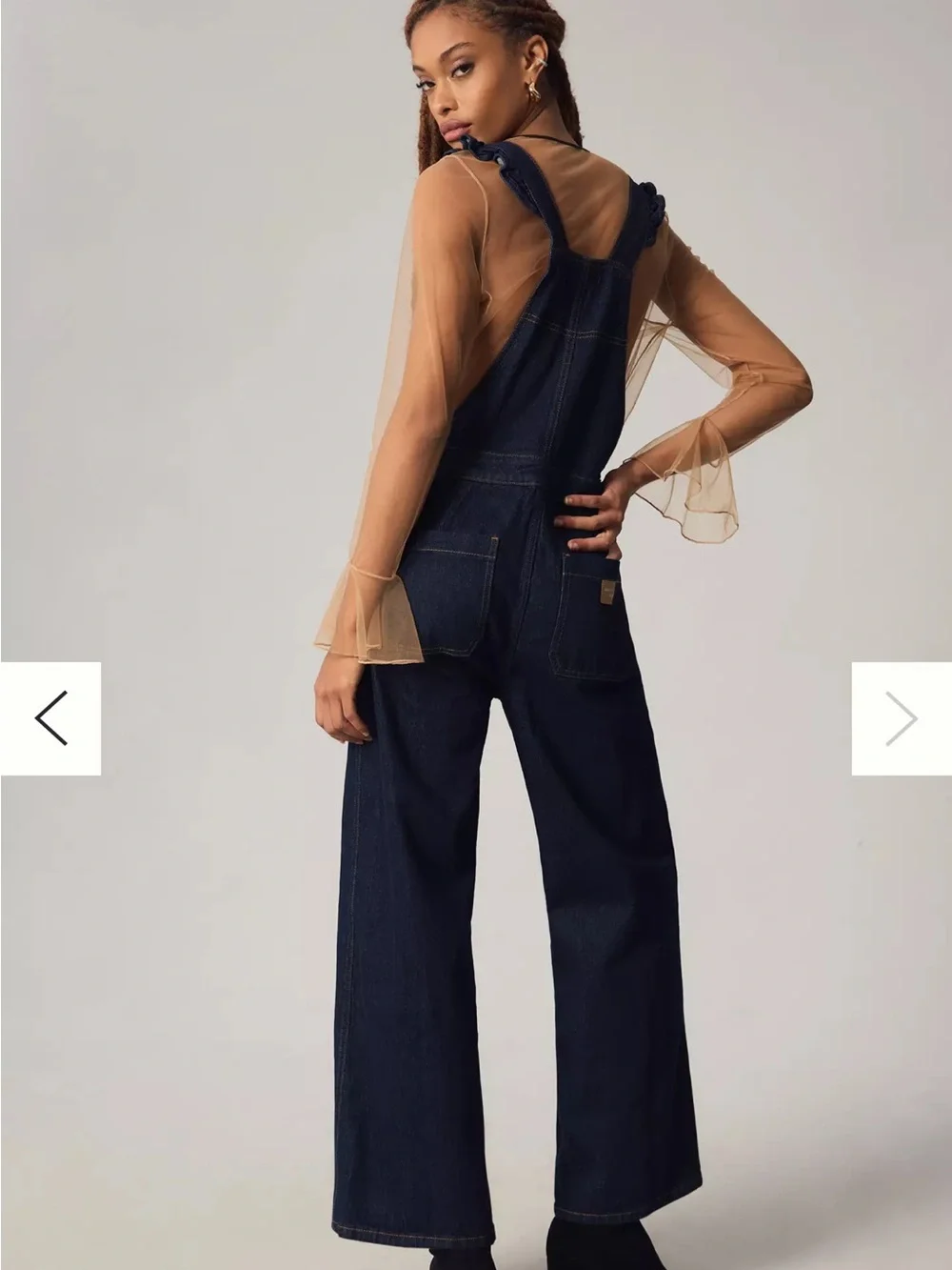 Seventy + Mochi Elodie Frill Dark Indigo Denim Ruffle-Strap Overalls
